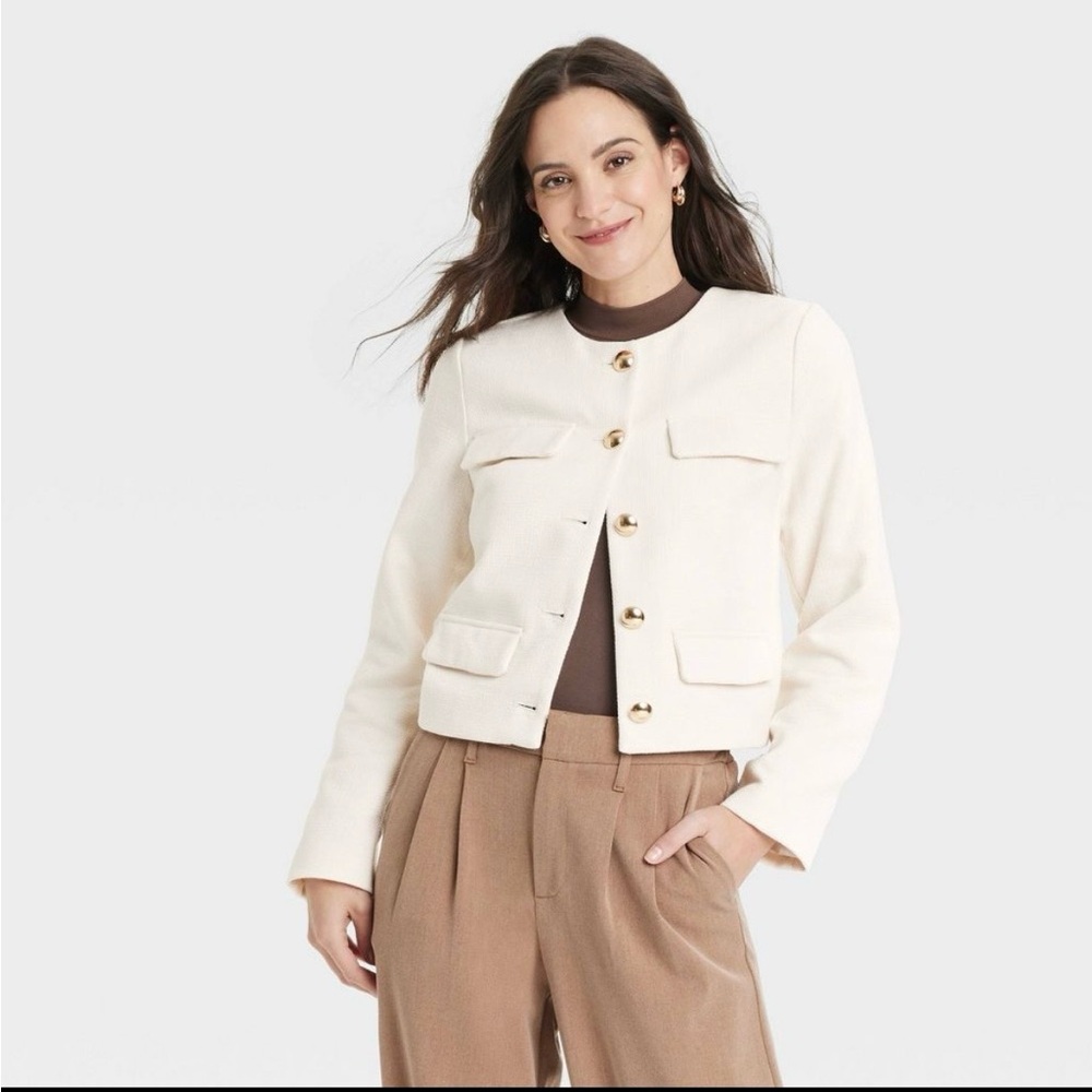a new day Cream Button-Up Women's Jacket Blazer